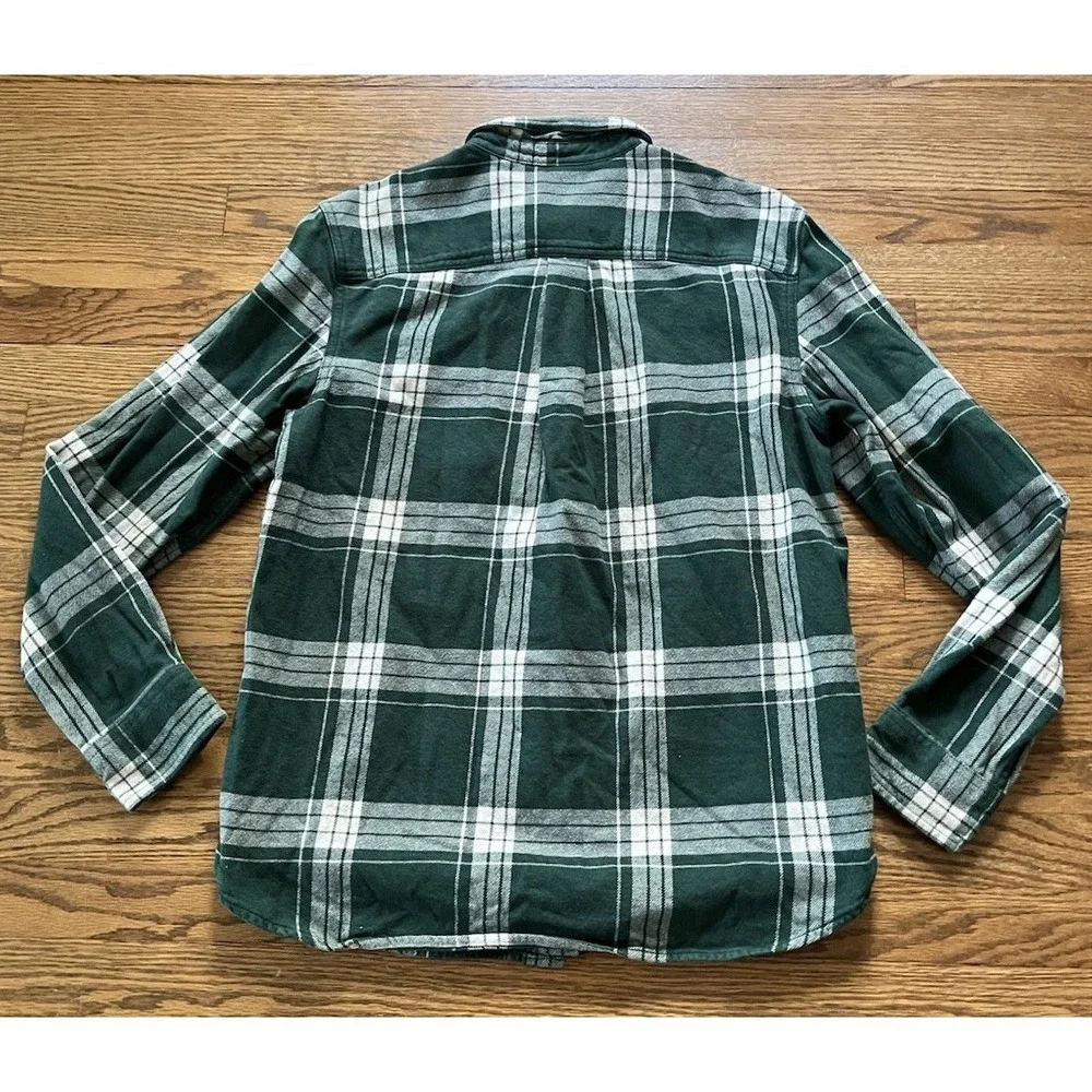 The North Face Shirt Mens Medium Green White Plaid Flannel Button Hiking Pockets